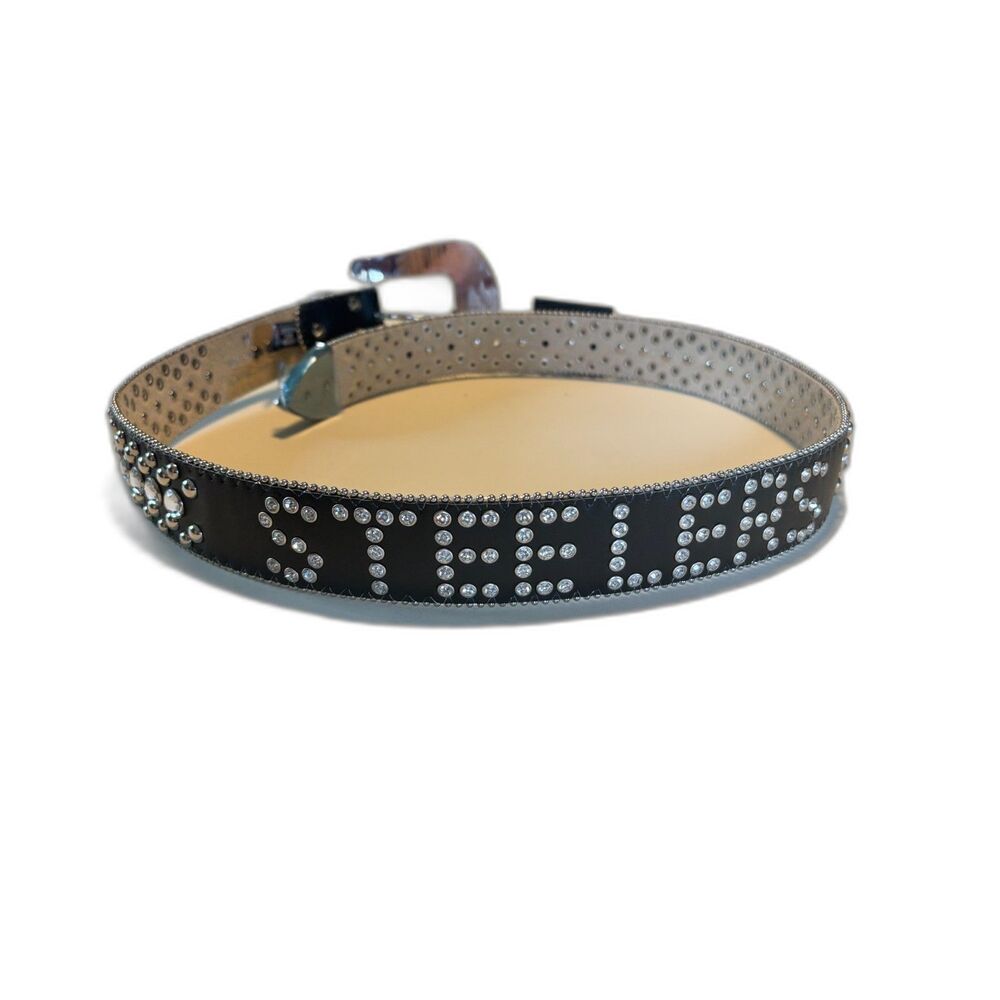 Official NFL Steelers Pro Leather Bedazzled Belt Sz M